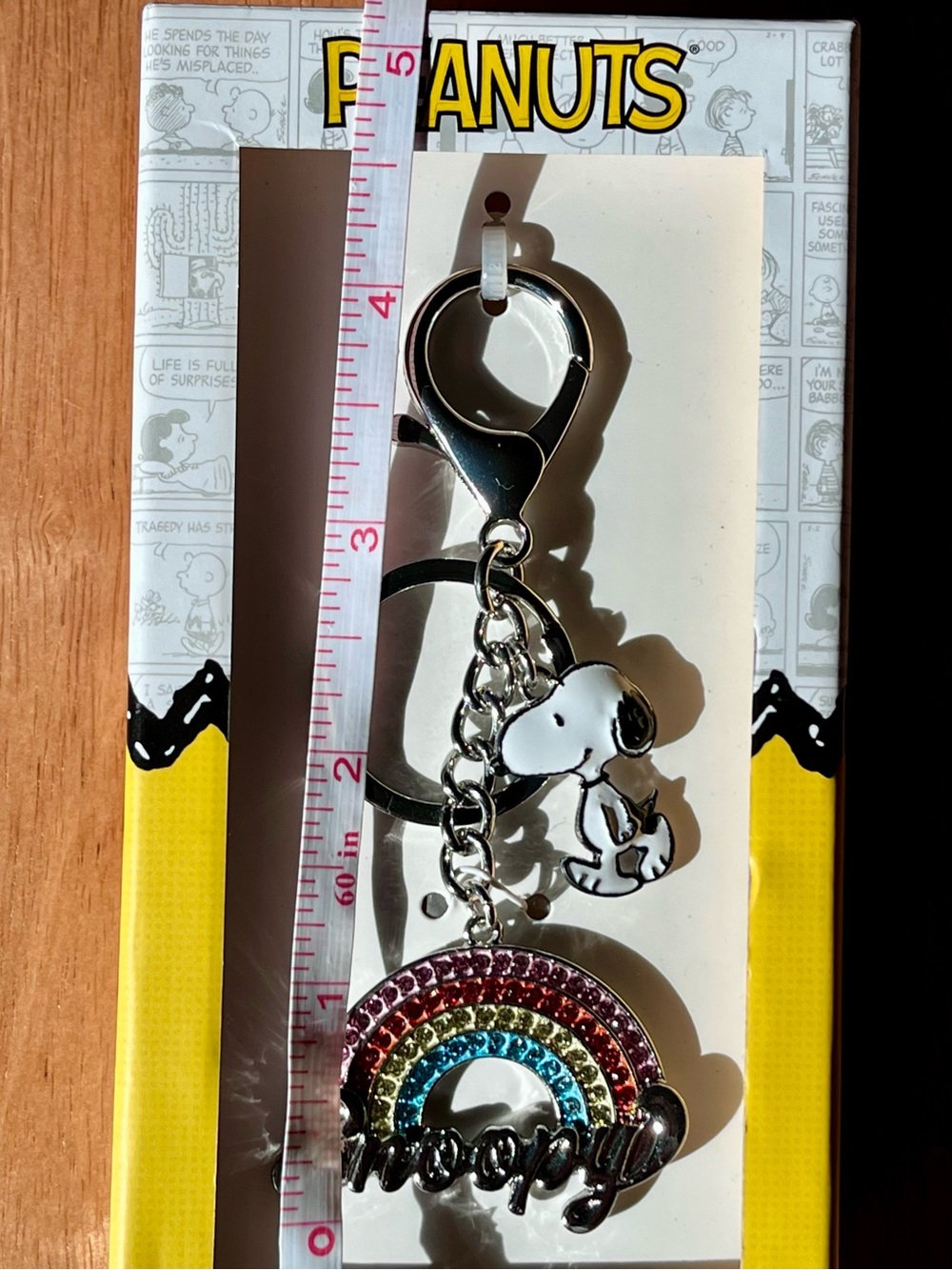 Peanuts Snoopy Rainbow Bling Clip-On Bag Charm Key Chain Travel Accessories - Picture 4 of 5